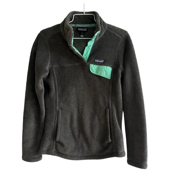 Patagonia Re-Tool Snap-T Fleece Pullover Feather Grey Turquoise Size XS - Picture 2 of 15